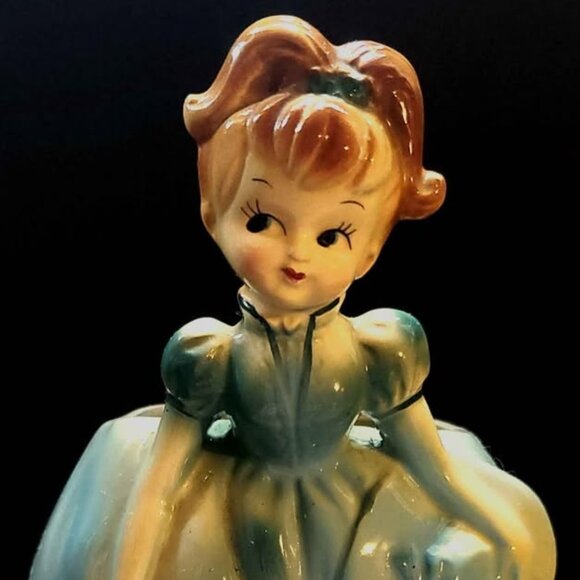 Vintage Napcoware Lady In Blue Dress Planter - Rubens Original #4116 - Picture 1 of 10